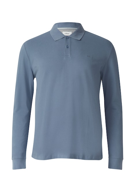 Langarm-Poloshirt aus Baumwoll-Piqué mit Bündchen