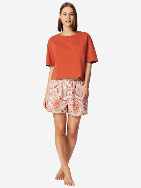 Schiesser Damen Pyjamaoberteil Mix Relax terracotta