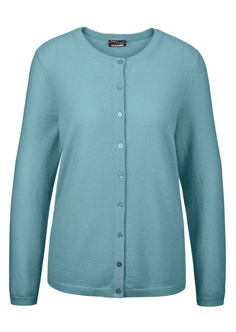 Kaschmirstrickjacke mit Rundhals