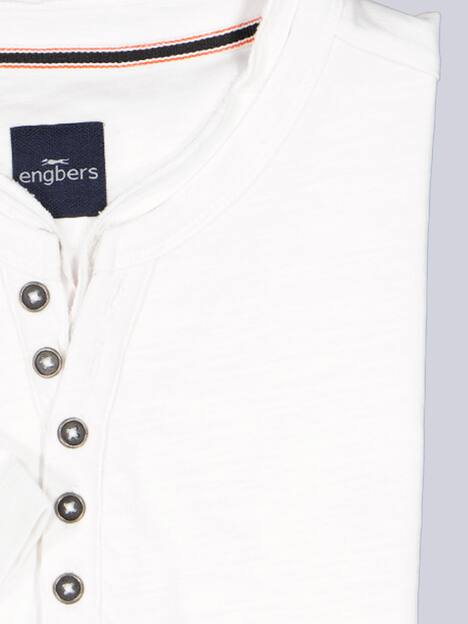 engbers Herren Henley-Shirt uni , Reinweiss