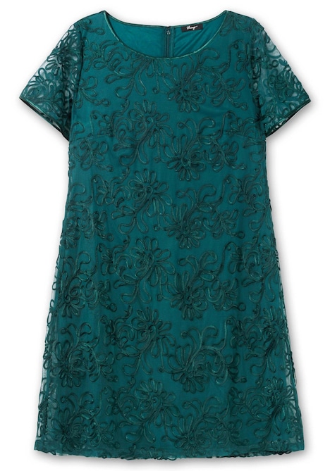 Cocktailkleid Kurzarm Uni Ohne Kragen