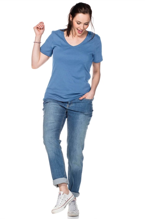 T-Shirt Kurzarm Uni Ohne Kragen