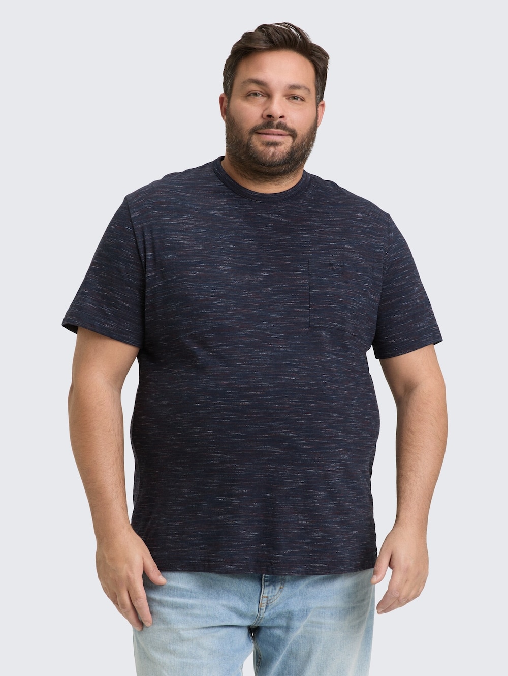 Tom Tailor Men PLUS T-Shirt Plus Size - T-Shirt in Melange-Optik mit Brusttasche