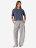 Schiesser Damen Pyjamaoberteil Mix Relax blaugrau