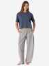 Schiesser Damen Pyjamaoberteil Mix Relax blaugrau