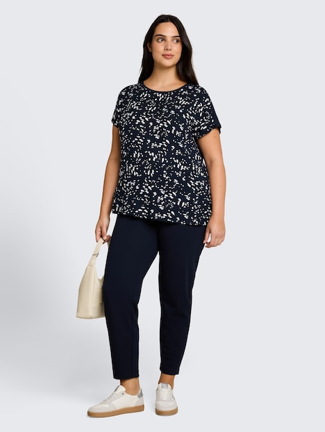 T-Shirt im Material-Mix