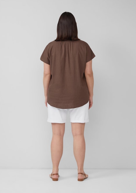 Ärmellose Bluse aus Leinenmix im Relaxed Fit
