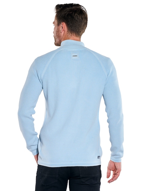 Herren Stehkragen-Pullover mit Reißverschluss , Hellblau