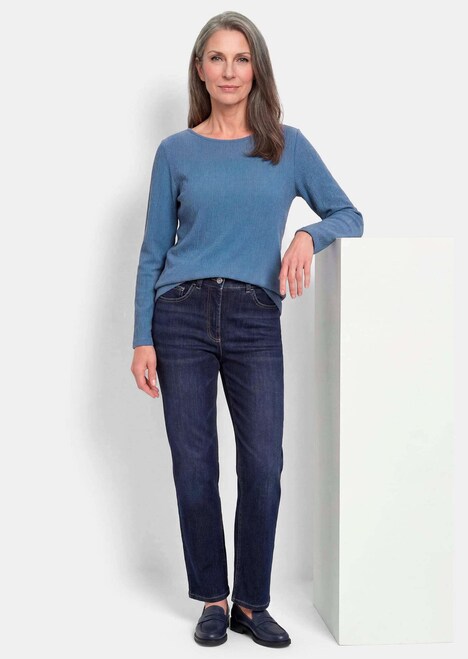 Langarm Melange Jersey-Oberteil