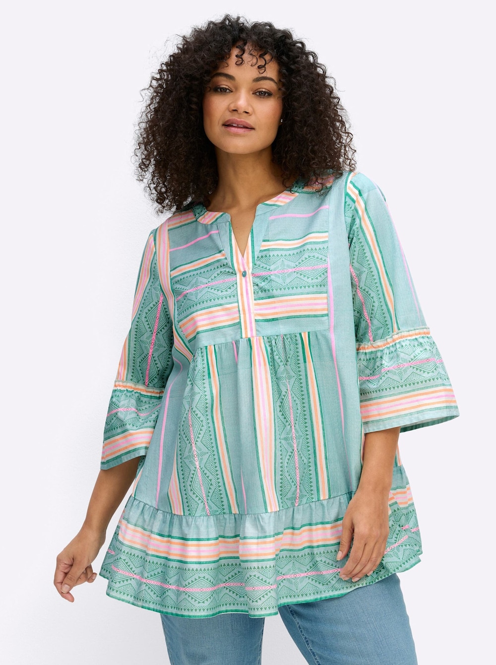 Tunika 3/4-Arm Ohne Kragen