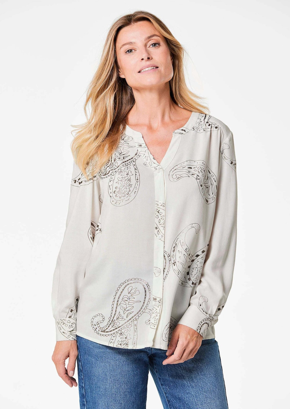 GOLDNER Blouse Blouse met glinsterend paisleypatroon