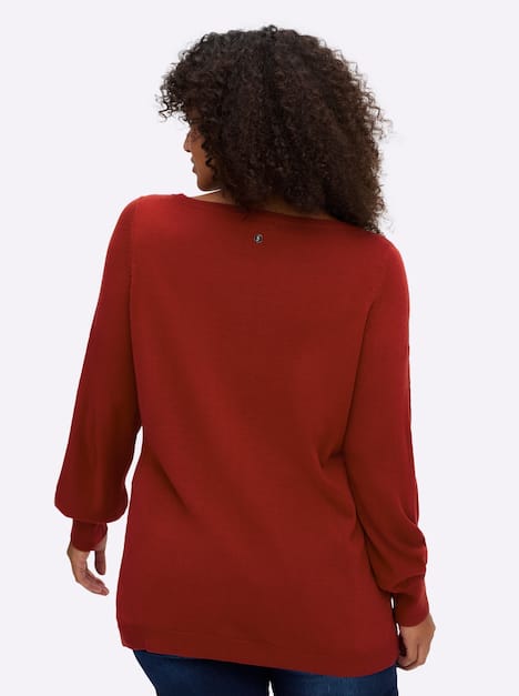 Pullover Langarm Jersey Uni Ohne Kragen