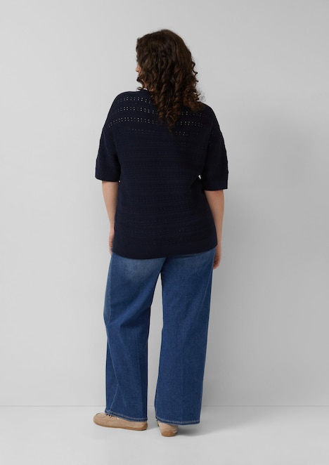 Ajour-Pullover mit Halbarm
