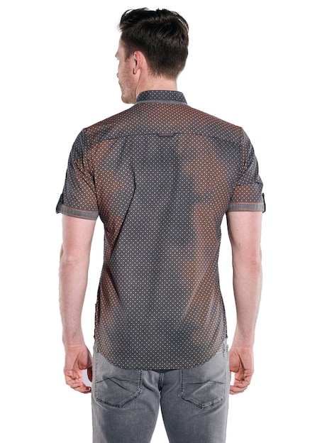 Herren Kurzarm-Hemd gemustert , Orange