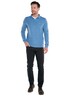 Herren Poloshirt langarm , Mittelblau