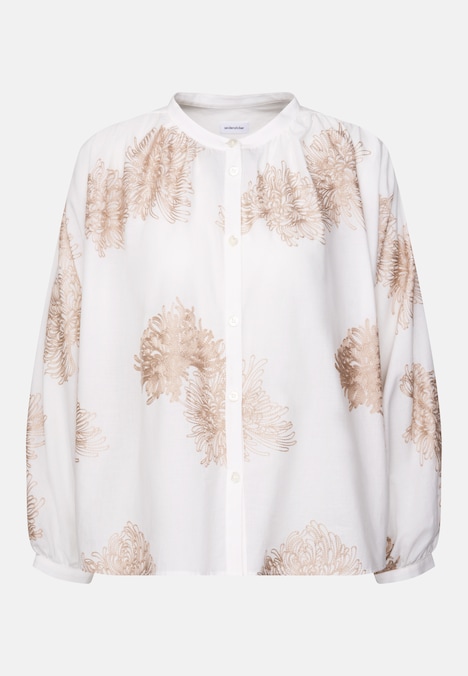 Damen Stehkragenbluse - Stickerei