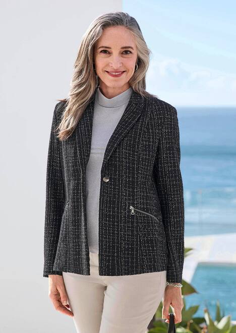 GOLDNER Blazer Jersey blazer in tweedlook