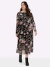 Mesh-Kleid Blumenkleid aus Mesh-Qualität Langarm Ohne Kragen