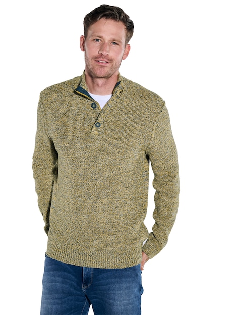 Herren Pullover mit Troyerkragen , Sonnenorange