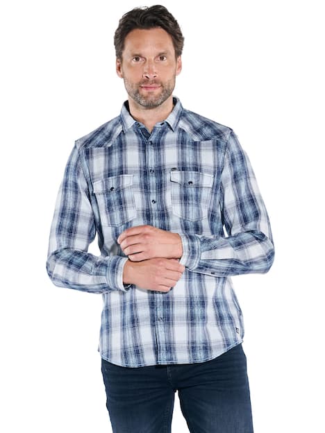 engbers Herren Langarm-Hemd kariert , Brilliantblau