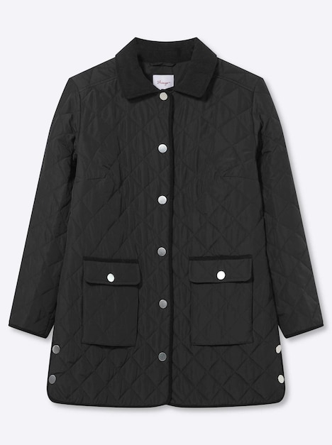 Steppjacke Steppjacke mit Cord-Akzenten Langarm Umlegekragen