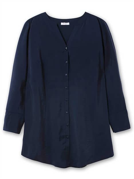 Longbluse Langarm Uni Ohne Kragen