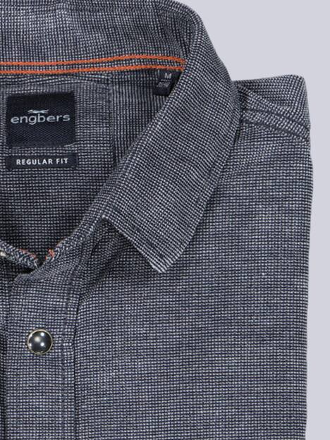 engbers Herren Langarm-Hemd strukturiert , Marineblau