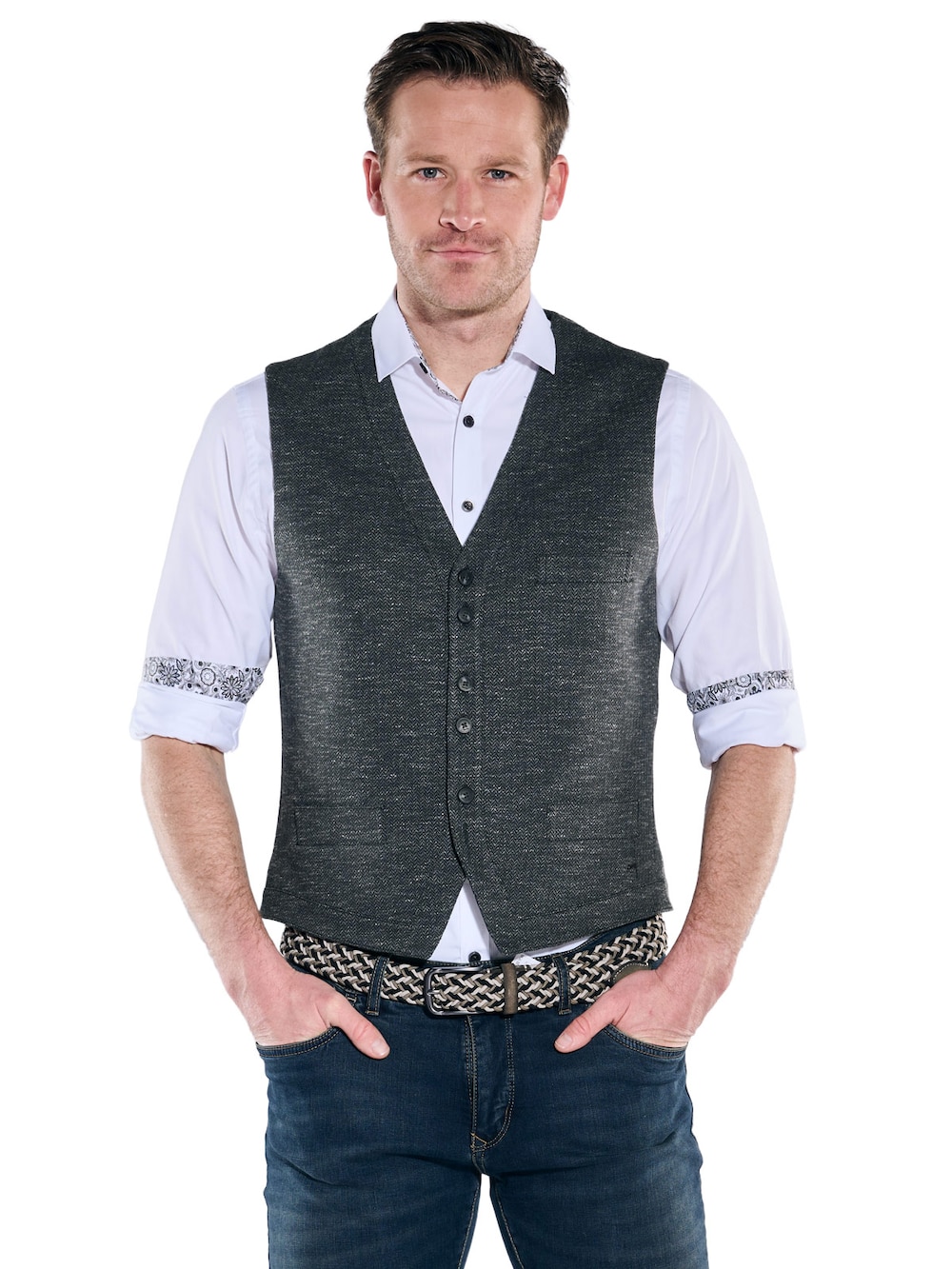 engbers Herren Sakko-Weste mit Knopfleiste , Anthrazit
