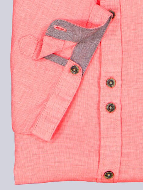 Herren Kurzarm-Hemd mit Leinenanteil , Hellrot