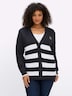 Cardigan Strickjacke mit Kontraststreifen Langarm Ohne Kragen