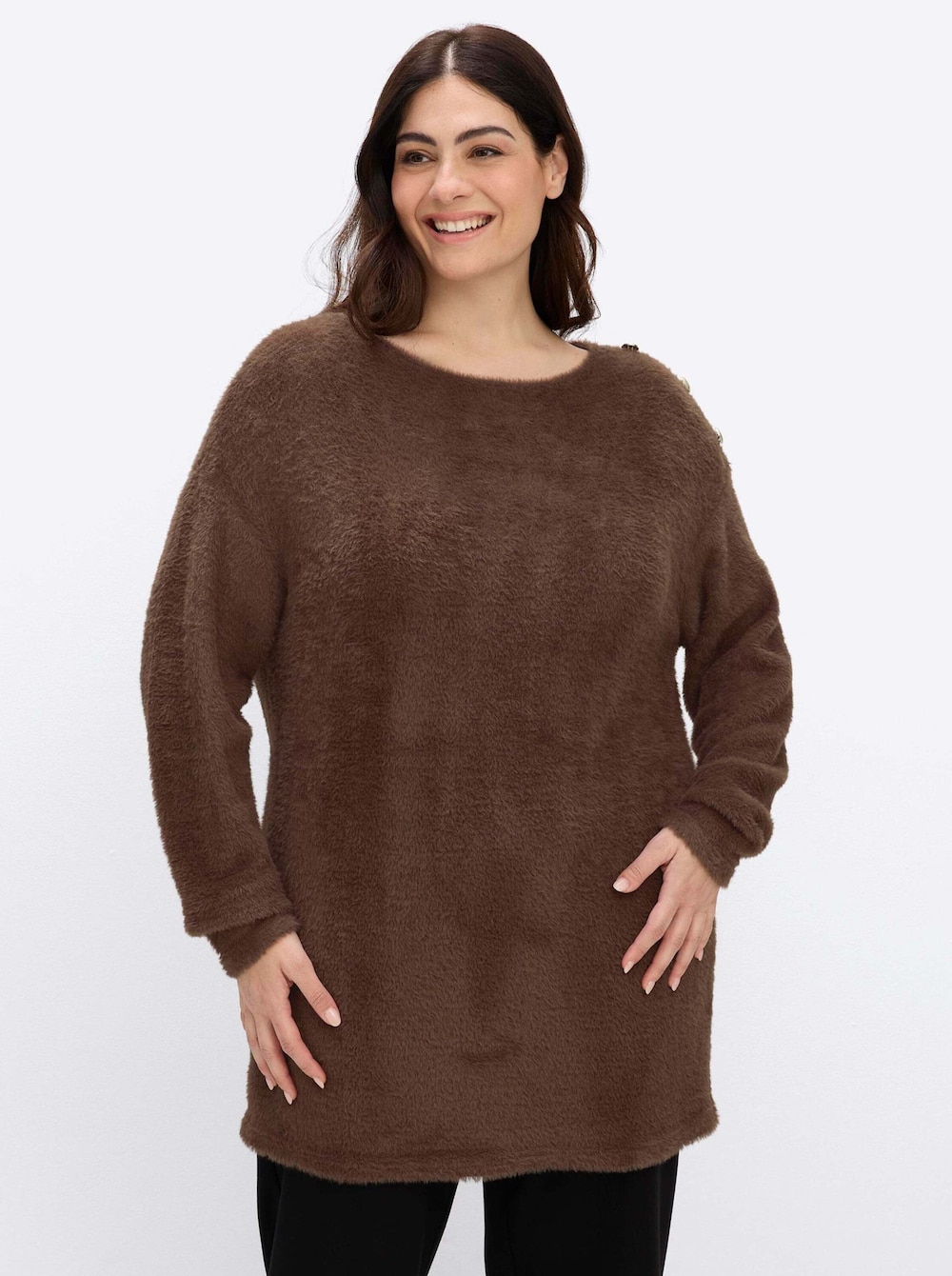 Langarm-Pullover Feinstrickpullover mit U-Boot-Ausschnitt Langarm