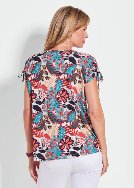 Florales Oberteil mit V-Ausschnitt
