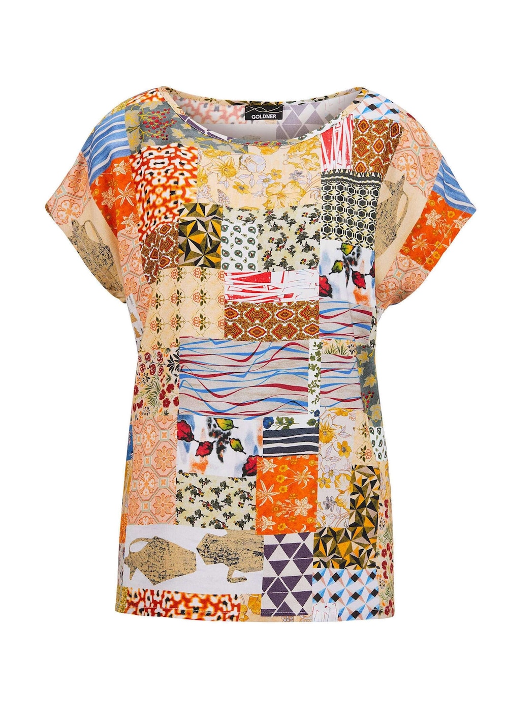 Luftige Viskosebluse mit Patch-Print