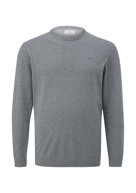 Baumwollpullover mit Logo-Stickerei