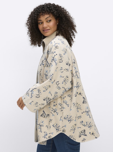 Cape Cape mit Blütenprint und Rippbündchen 3/4-Arm Stehkragen
