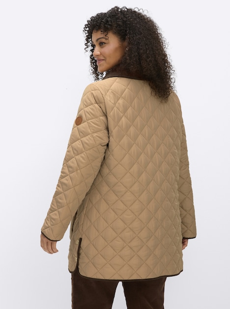 Steppjacke Steppjacke mit Cord-Akzenten Langarm Umlegekragen