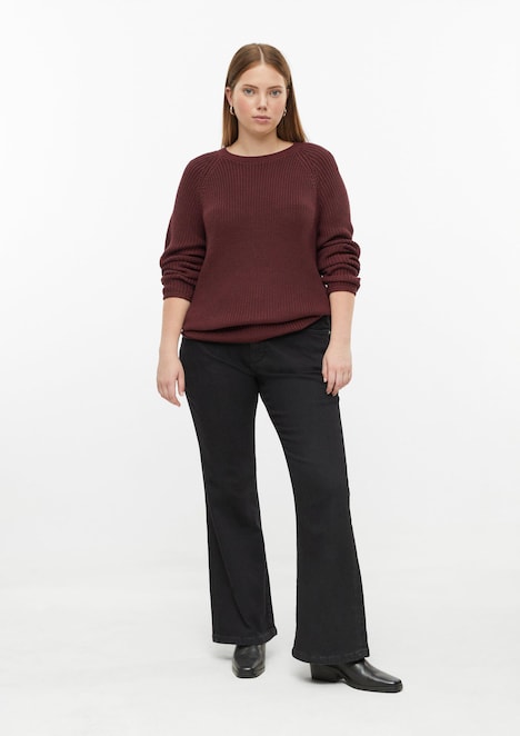 Pullover mit Rippstruktur und Rollkanten