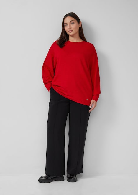 Pullover in Rippstruktur mit Fledermausärmeln