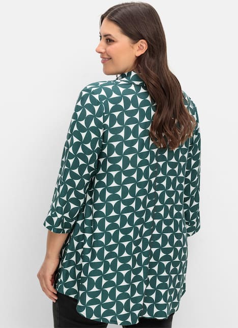 Longbluse 3/4-Arm Sonstiges Muster Hemdkragen
