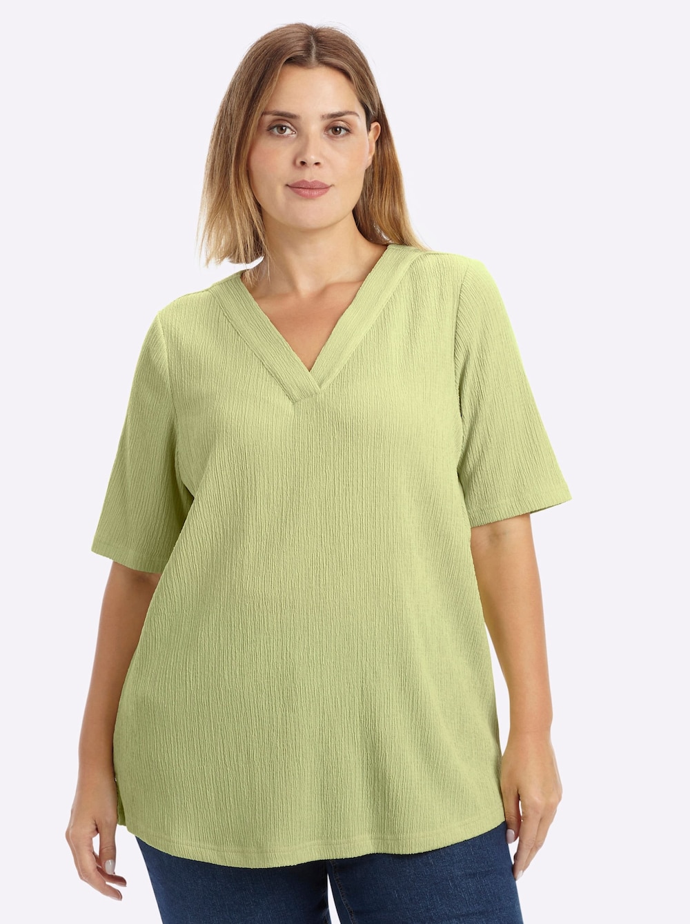 Halbarm-Bluse Kurzarm Ohne Kragen