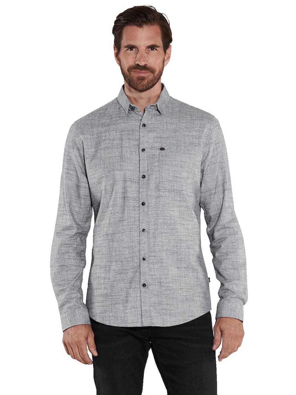 engbers Herren Langarm-Hemd uni , Silbergrau