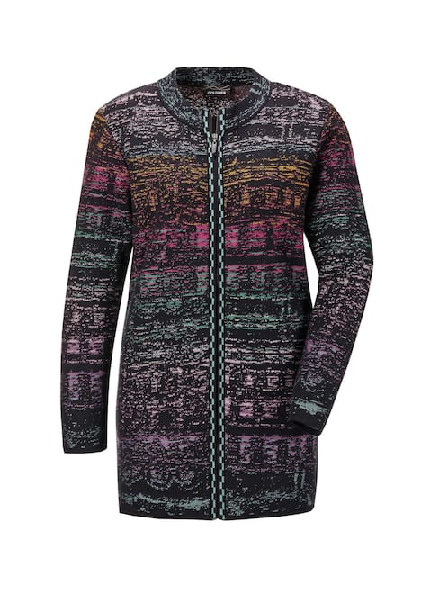 Multicolor-Cardigan mit Stehkragen