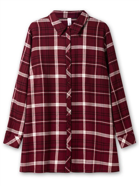 Hemdbluse Langarm Karo Hemdkragen