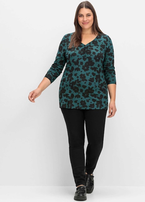 Langarmshirt Langarm Blumen Ohne Kragen