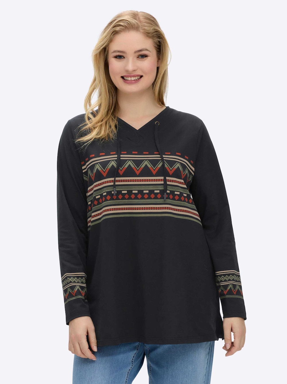 Shirt Langarm Sonstiges Muster Ohne Kragen