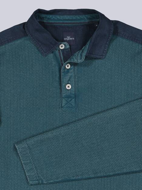 engbers Herren Langarm-Shirt mit Polokragen , Petrolgruen