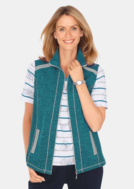Freizeitweste aus wärmenden Strickfleece mit Stehkragen