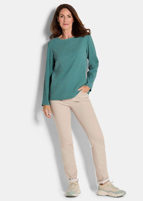 Langarm Melange Jersey-Oberteil