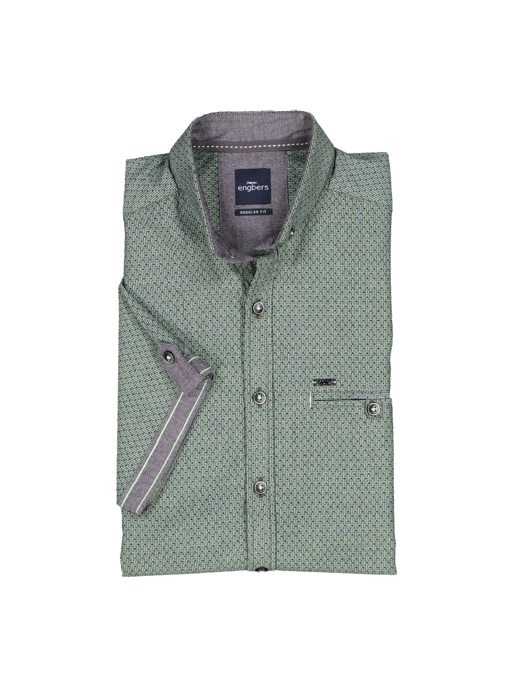 engbers Herren Kurzarm-Hemd gemustert , Hellgruen