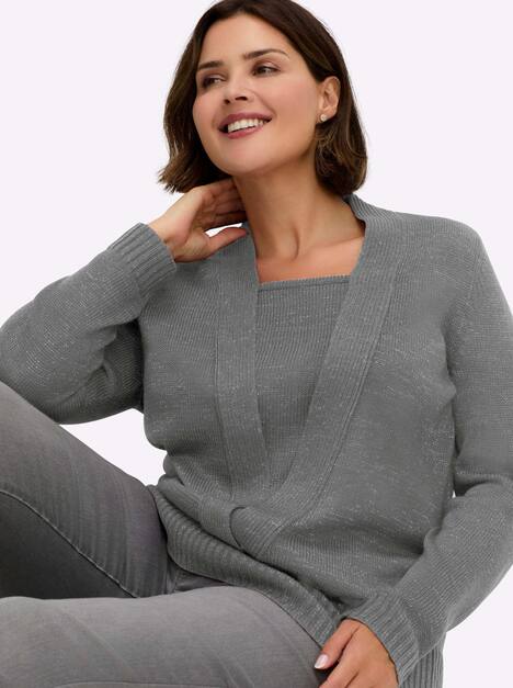 Pullover Langarm Jersey Meliert